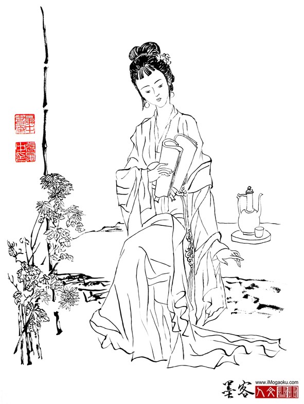 张晏中国画白描仕女图(第一辑)