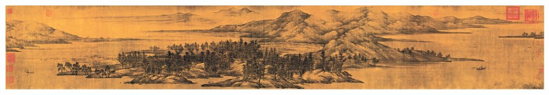 0083-C五代- 董源 夏景山口 画芯 绢本181x50w